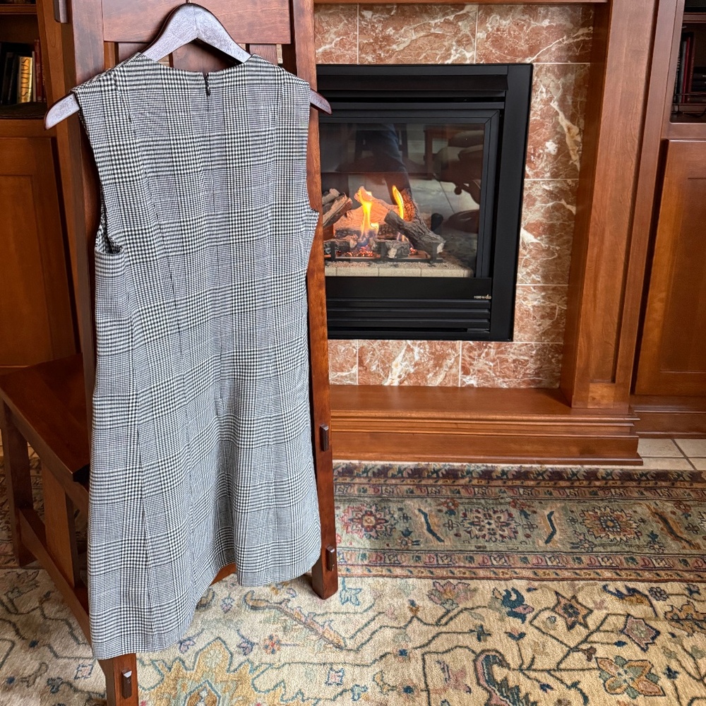 Theory Dress, Helaina, Black and White Plaid Wool Blend, Size 4